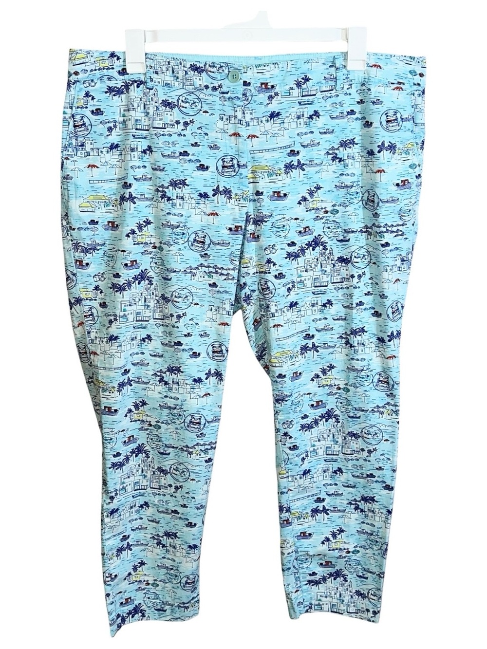 Talbots The Weekend Chino Pants Women’s 16W Petite Teal Blue White 41x26